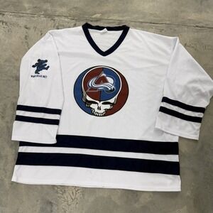 Grateful Dead Colorado Avalanche Hockey Jersey White Steal Your Face XXL